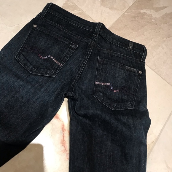 7 for All Mankind Rhinestone Straight Leg Jeans - Picture 8 of 9